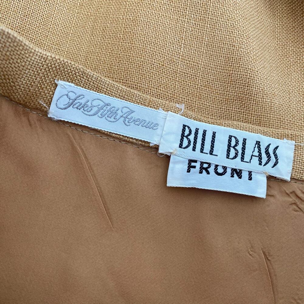Vintage 70's Bill Blass 3 Pc Suit Set Blazer & 2 Skirts Linen Pencil Brown Sz 8 - Picture 11 of 13